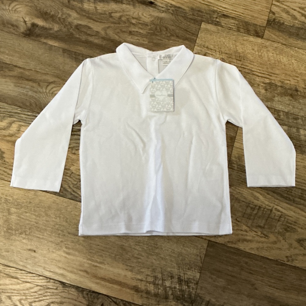 New Kissy Kissy White Kids Polo Long Sleeve Shirt